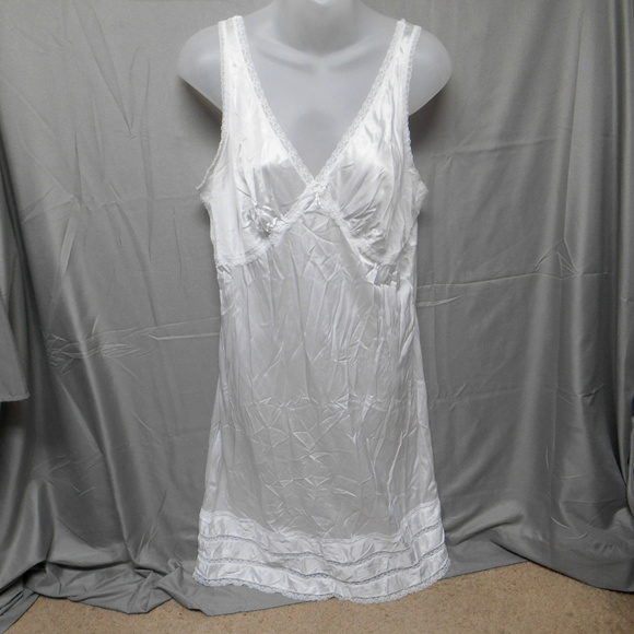 white knee length slip